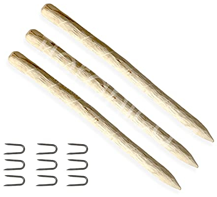 Floranica Zaunpfahl aus Haselnussholz Höhe 150cm 3 STK. Zaun Pfosten Staketenzaun Zaun Holz Zaunpfahl Rund Pfosten Durchmesser 6-8 cm