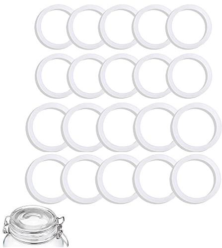 20 bitar Silikon O-ringar tätningar Silikontätningar Läckagesäkra Lufttäta silikontätningar Återanvändbara för mason jar lock, normala breda halsburkar 70/85 mm transparent vit