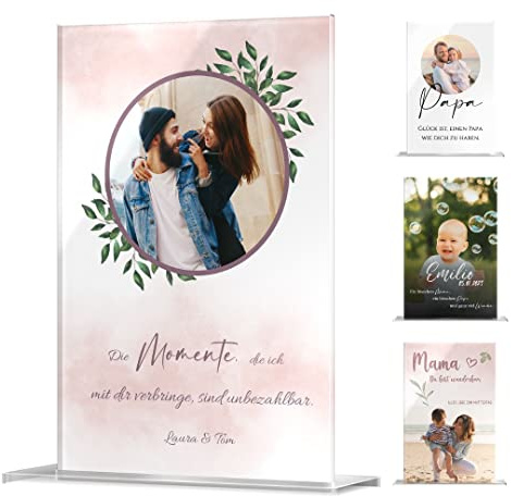 CHRISCK design Personalisierte Acryl Glasbilder mit Foto Druck - Geschenk Vatertag Papa - Geburtstagsgeschenk personalisiert - Geschenkidee Freund Freundin - Fotohalter