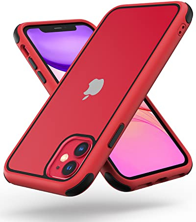 MobNano Ultra Hybrid Durchsichtig Hülle für iPhone 11 Hülle Stoßfest Bumper Transparent Handyhülle Shockproof Fallschutz Silicone iPhone 11 Case - Rot/Schwarz