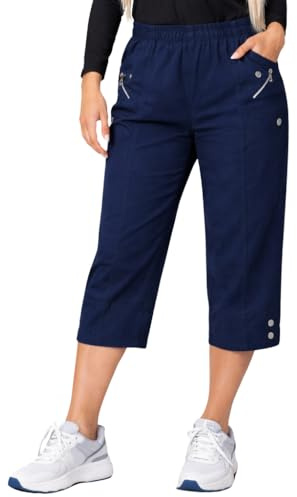 JM CLOTHING SS12 - Pantalones capri recortados para mujer, tres cuartos, suaves, 3/4, elásticos, con bolsillos en la cintura, pantalones cortos de verano, pantalones de talla grande