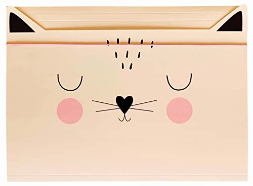 Sammelmappe A5 - Gummizug Zeichenmappe für Kinder - aus Starkem Karton - Soft-Touch - Innen und Außen Bedruckt - Lustige Form - Katze