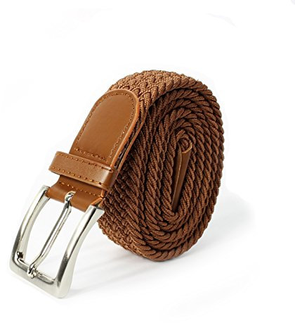 glomy * Geflochtener elastischer Gürtel für Jungen und Mädchen, Damen und Herren von 2,50 cm Breite, braun, 100 cm