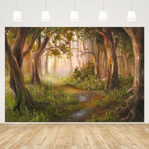 MEHOFOND Toile de fond pour photo de 2,1 x 1,5 m - Forêt enchantée - Conte de fées - Jungle - Pour fête d'anniversaire - Bannière de famille - Décoration de studio photo - Fournitures cadeaux