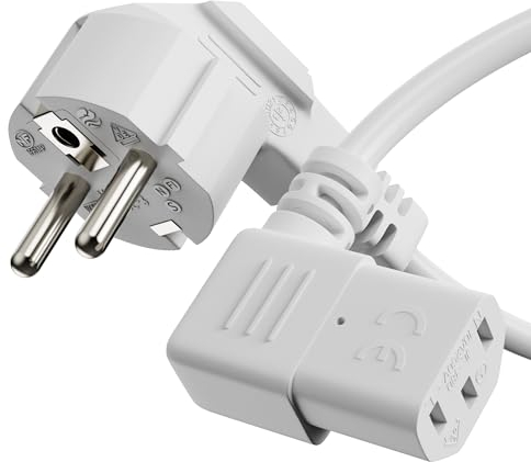 Sonero® Euro-Cavo di alimentazione, cavo di alimentazione per elettrodomestici, spina di terra a presa IEC C13, cavo di alimentazione, 2,00m, bianco