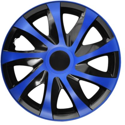 Luckyberg Radkappen 13 Zoll Draco | Zierkappen in vielen Farben, Radzierblenden 4er-Set für die meisten Automarken und Stahlfelgen. Felgenabdeckung für Autofelgen. (13 - BLAU/SCHWARZ)