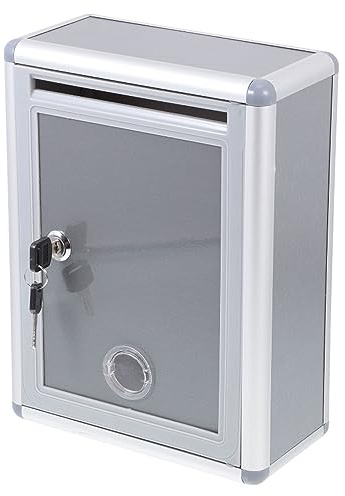 CUBANE Post Box, Wall Mounted Letterbox, Letter Boxletterbox Mailbox with Lock Deposit Box Wall Mount Mailboxes Suggestion Case Lockable Metal Aluminum Alloy Letterbox Staff Storage Holder Mailbox