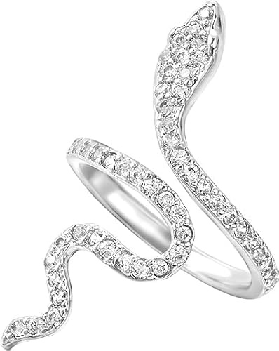 MAIGO Taylor Snake Ring - Taylor Merch Jewelry for Women, Taylor Reputation Album Inspired Gifts, Adjustable Diamond Snake Ring, Taylor Concert Accessories, Ts Fans Gifts for Teen Girl (Silver)