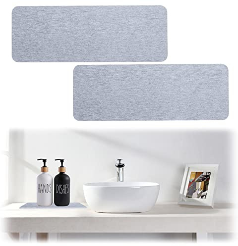 TOWEBOORY 2 stycken vattenabsorberande kiselgur underlägg, vattenabsorberande sten för diskbänk vattenabsorberande diatomitunderlägg för handtvål, koppar, dryckesflaskor (ljusgrå)