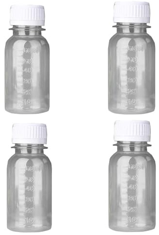XINDAOLAISHENGQ 4 Pcs Plastic Juice Bottles With Clear Screw Top - Reusable Empty Storage for Homemade Juices, Water and Other Beverages