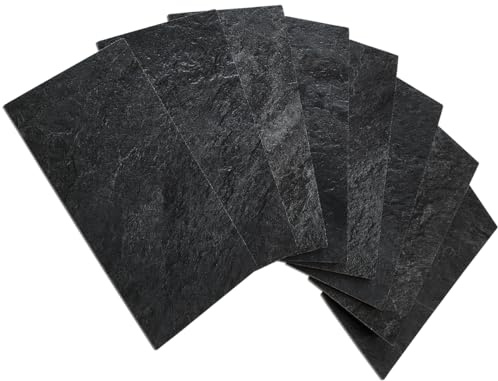 AULIGET Azulejos autoadhesivos de pared de 3 mm, azulejos de PVC de 7,5 x 15 cm, azulejos adhesivos para azulejos de cocina y baño (100 unidades, pizarra negra)
