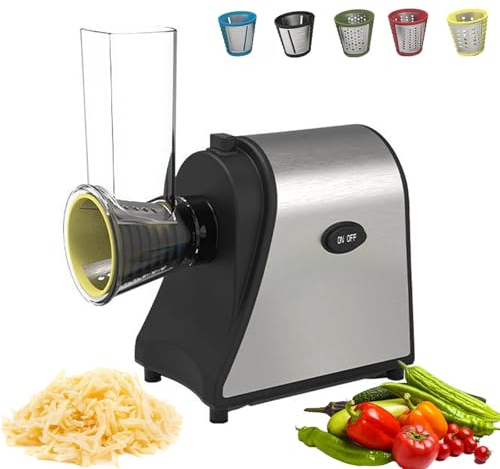 Picadoras de verduras eléctricas y ralladores de queso, cortadora de patatas comercial de 1000 W con 5 cuchillas de acero inoxidable intercambiables, herramientas de cocina trituradoras eléctricas