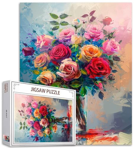 Tucocoo Puzzle de fleurs de roses pour adultes, 1 000 pièces, style artistique floral vintage, décoration de la maison, cadeau familial
