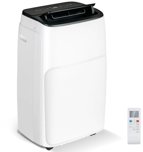 HOMFME 12000BTU/14000BTU Air Conditioning Unit, 5 in 1 Portable Air Conditioner, Cooling Fan, Dehumidifier with 3 Speeds, Digital Display, Remote Control, 24H Timer, Window Venting Kit (14000BTU)