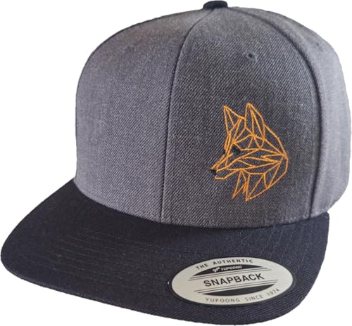 Baddery Jäger Flexfit Snapback Cap - „Polygon Fuchs“ - Bestickte Kappe | Bestickte Kappe für Herren & Damen - Jagd & Wandern