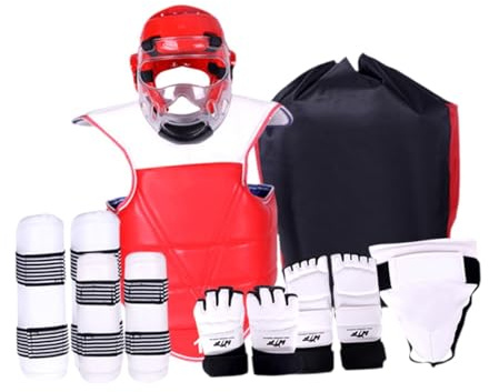 LeeQinersw Kit da Sparring da 8 Pezzi Taekwondo con Copricapo E per Sanda, XL