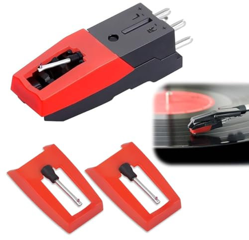 XURJUMI Lot de 3 Aiguilles pour Tourne-Disque avec 1 Cartouche pour Phonographe LP Platine Tourne-Disque Diamant Stylet de Remplacement pour Tourne-Disque Vinyle