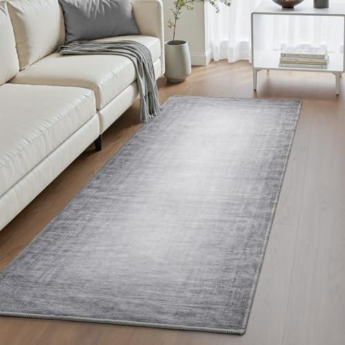 SIXHOME Abstract Rugs Living Room 80 * 150cm, Washable Area Rug for Bedroom with Non-Slip Backing and Durable Edge Binding, Minimalist Carpet for Living Room, Bedroom, Modern Home Deco Mat, Grey