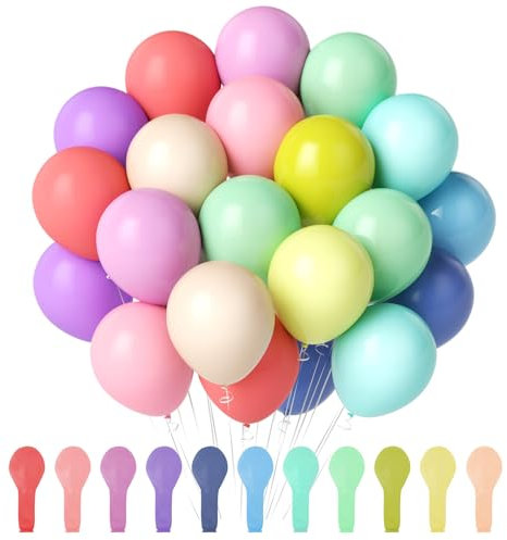 Oamwrae 110 Pezzi Palloncini Pastello, 12 Pollici Palloncini Compleanno, Palloncini Colorati ad Elio, per Decorazioni Compleanno, Baby Shower, Matrimonio