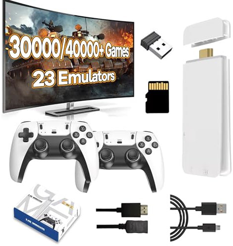M15 Console de Jeu rétro Retro Game Stick 4K,50000+ Jeux,28 Émulateur,Console de Jeux Portable HDMI avec Deux Manettes sans Fil 2.4Ghz,Console de Jeux vidéo rétro Plug and Play pour TV (128G)