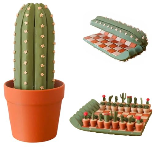 Seymal Jeu D'échecs Cactus, Jeu D'échecs Enroulable Cactus, Plateau Et Pièce D'échecs Portables Imprimés en 3D