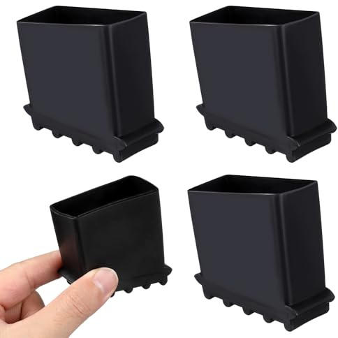 Vaguelly Tacos Escalera Aluminio Antideslizantes de Goma Negra, Protectores para Pies de Escalera Diseño Grueso y Equilibrado, Pack de 4 Accesorios Seguros y Duraderos