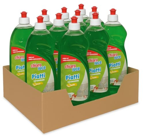 CHIARO LUCE Detergente Piatti Concentrato al Limone, Liquido, 1100 ml, Confezione Multipla, Sgrassante Profumato, per Pulizia Universale (12)