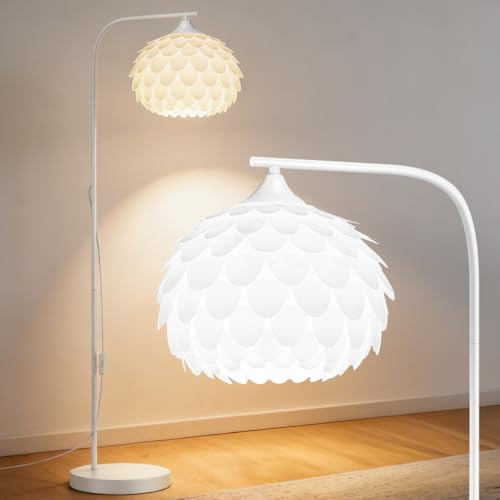 OUSFOT Stehlampe E27 Fassung 153 CM | Stehlampe Wohnzimmer 240V, Weiß, Einfache Installation, für Schlafzimmer, Wohnzimmer, Arbeitszimmer (ohne Glühbirne)