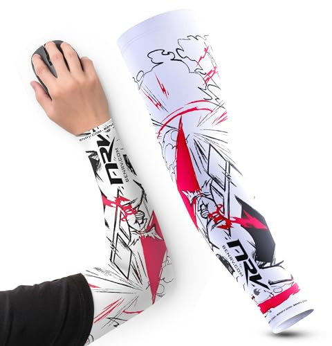 NRV Team HEROIC Manchette Gaming – Confort & Contrôle – Anti-Friction – Design Esport – Blanc & Rouge – Taille S à 3XL