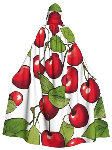 ggasdvjj Disfraz unisex con capucha con estampado de cereza roja dulce 3, para fiesta de disfraces, capa de Halloween, capa de fiesta temática.
