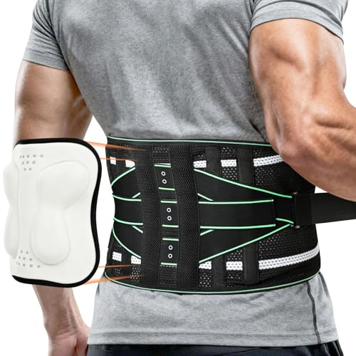 Fefod Faja Lumbar Hombre y Mujer, 8 Varillas Soporte Lumbar con Sistema de Soporte Lumbar de 8 puntos, Fajas para Espalda con Almohadilla 3D y Cinturón de Compresión Elástico Doble Ajustable, M
