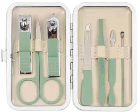 Kit de manicura para mujer, kit de cuidado de uñas, cortaúñas de viaje | portátil, conjunto de manicura de 7 piezas, kit de limpieza de uñas ligero, herramientas para mujeres, hombres y adultos