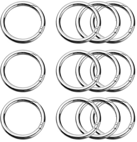 12 Stück Karabiner Rund 60mm, Groß Zinklegierung Runde Karabinerhaken Ring Federspaltringe O-Ring Schlüsselring für DIY Schlüsselanhänger Taschen Handwerk Machen (Silber)