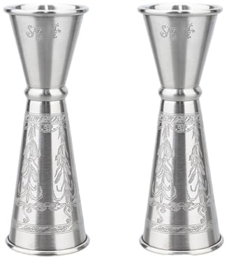 Dosatore Cocktail 30/40/50/60ml Misurini in acciaio inossidabile 304 Cocktail Shot Drink Spirit Jigger Bicchiere misto Misurino for liquidi(Silver 2pcs 30ml 60ml)