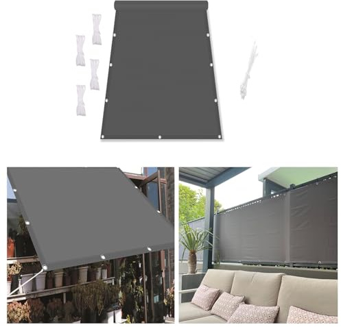 AUWUUA Vela Ombreggiante Impermeabile Rettangolare 5x6M Tenda da Sole per Esterno, Telo Ombreggiante Occhiellato, Protezione UV 95% per Giardino Terrazza Balcone, Grigio Scuro