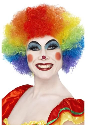Smiffys Verrückter Clown Perücke, Regenbogen-Farben, 120g Halloween