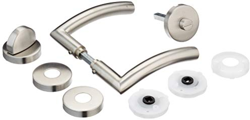 Alpertec 28020640 Edelstahl Peking II-R für Badtüren WC Drückergarnitur Türdrücker Türbeschläge Neu, für für Badezimmertüren