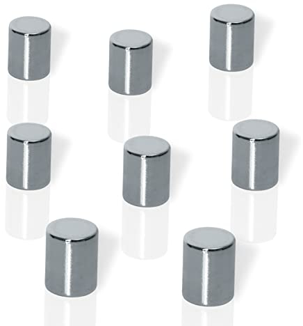 Sigel B3103 NeoDym-Magnete BeBoard für Glas-Magnettafeln, Whiteboards, stark, 8er-Set, Zylinderform, Ø 8x10 mm, silber, für Glas-Magnettafeln, Whiteboards, Kühlschränke