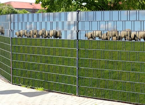 Zaundruck – Sichtschutzstreifen für Doppelstabmattenzaun, Zaunstreifen, Sicht- & Windschutz, wetterfest & UV-beständig, Rolle, PVC frei (Ameland)