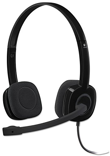 Logitech 3.5 mm Analog Stereo Headset H151 with Boom Microphone (981-000587) Plus Bonus USB Extenders