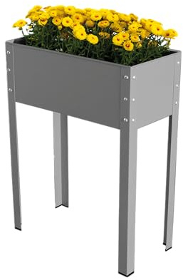 Bio Green Metall-Hochbeet „Freising L“ für Balkon und Terrasse | Pflanzkasten für Gemüse und Blumen | verzinkter Stahl, rostfrei | 40 Liter | B 60 x T 30 x H 80 cm