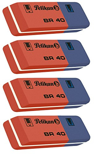 Pelikan BR40 Radierer aus Kautschuk (blau/rot, 4 Radierer)