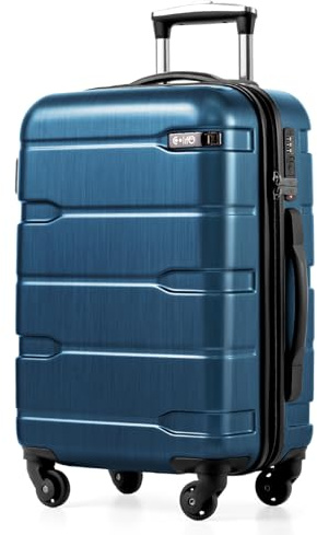 Coolife Carry On Luggage 22x14x9 Airline Approved Hardside PC+ABS Suitcase with TSA Lock, Lightweight Rolling Travel Luggage with Spinner Wheels(Caribbean Blue, 20in)