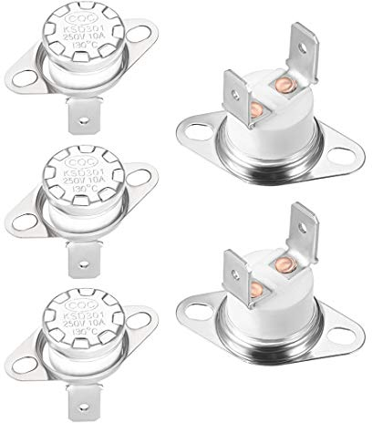 sourcing map 5pcs Bimetall Temperaturreglerschalter Thermostat 130°C 10A Normal schließen NC