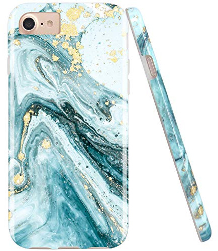 JIAXIUFEN Handyhülle iPhone SE 2022/2020, iPhone 7 8 Hülle TPU Silikon Weiche Schlank Schutzhülle Handytasche Gummi Dünn Flexibel Case Handy Hülle für iPhone 6 6S 7 8 - Marmor Blau