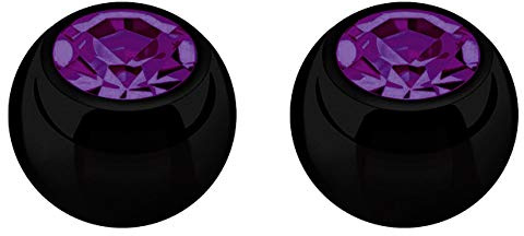 2X Piercing Schmuck Verschluss Kugel schwarz mit gefaßtem Zirkonia