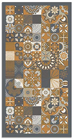 Panorama Tapis Vinyle du Sol Cuisine Salle de Bain - Différentes Tailles - (Carreaux Ciments Cuisine Vert 120x160 cm)