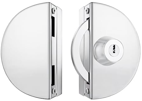 Qrity Edelstahl Glastürschloss ohne Anti-Blockier, Schiebetür Glas Schloss, mit 3 Kupferschlüsseln für 10-12 mm Glas Dickes Büro, Zuhause, Bad