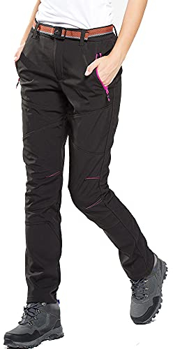 JOMLUN Damen Wanderhose Outdoorhose Wasserdicht Softshellhose Warm Gefüttert Skihose Winddicht Funktionshose Winter Trekkinghose