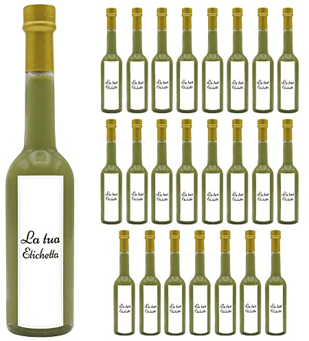 24 bottiglie personalizzate di Liquore perfetto per bomboniere per matrimonio, anniversario, battesimo e comunione (Crema di Pistacchio, La tua etichetta)